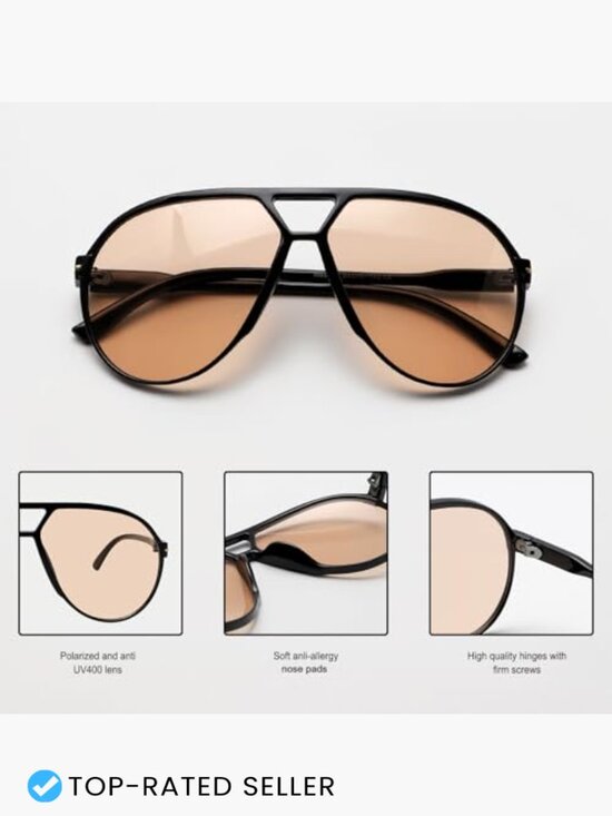 Oversized Square Aviator Sunglasses Retro Classic 70s Vintage Trendy UV400 main image 6